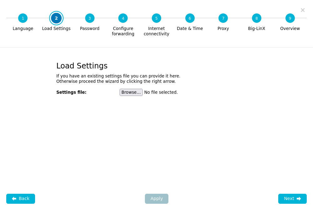 Config Wizard — Step 2: Load Settings