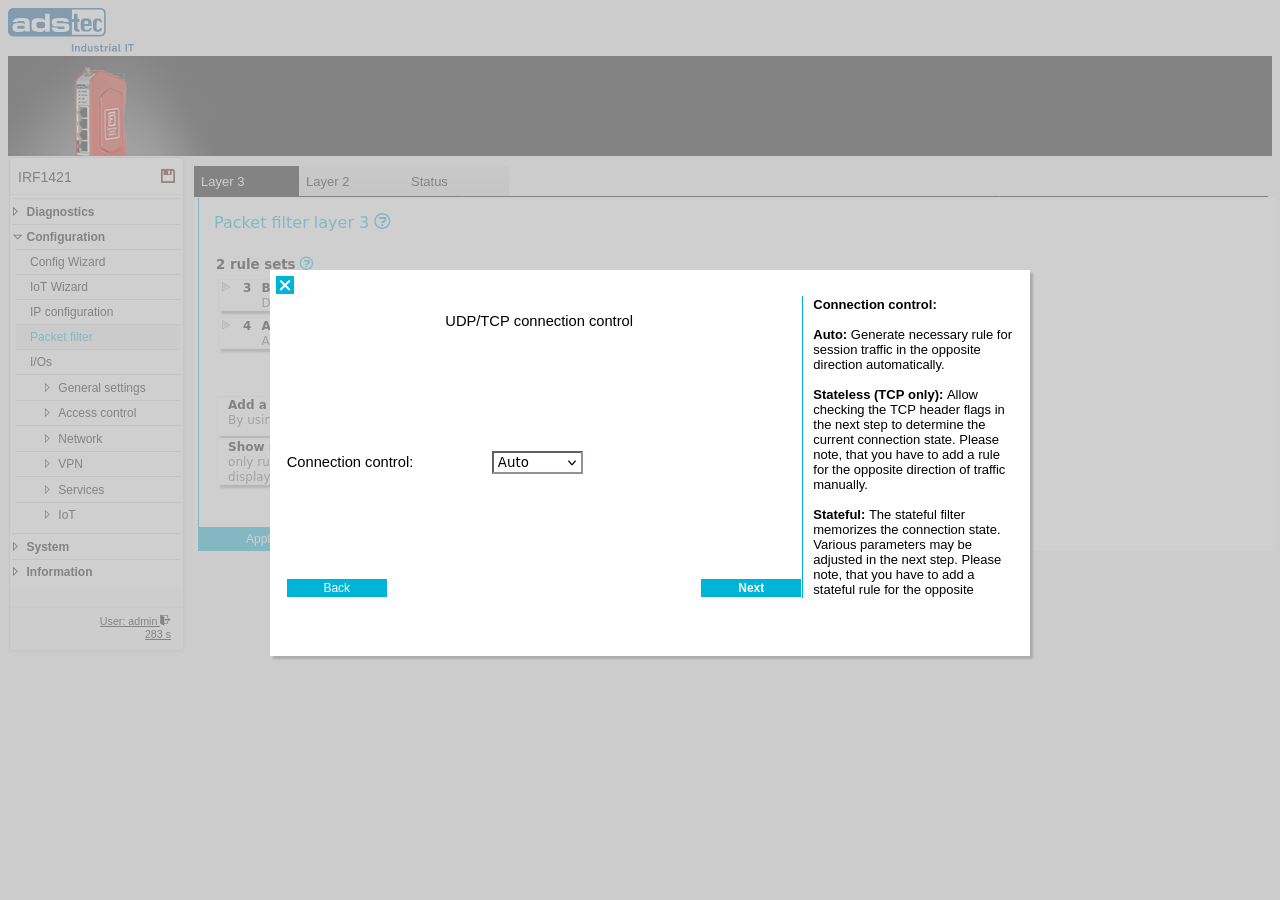Wizard — Connection control (Auto)
