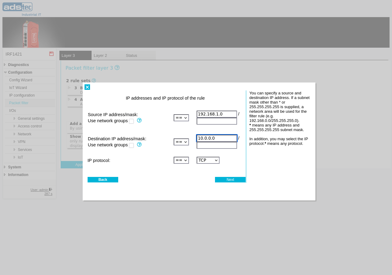 Wizard — IP addresses and TCP protocol