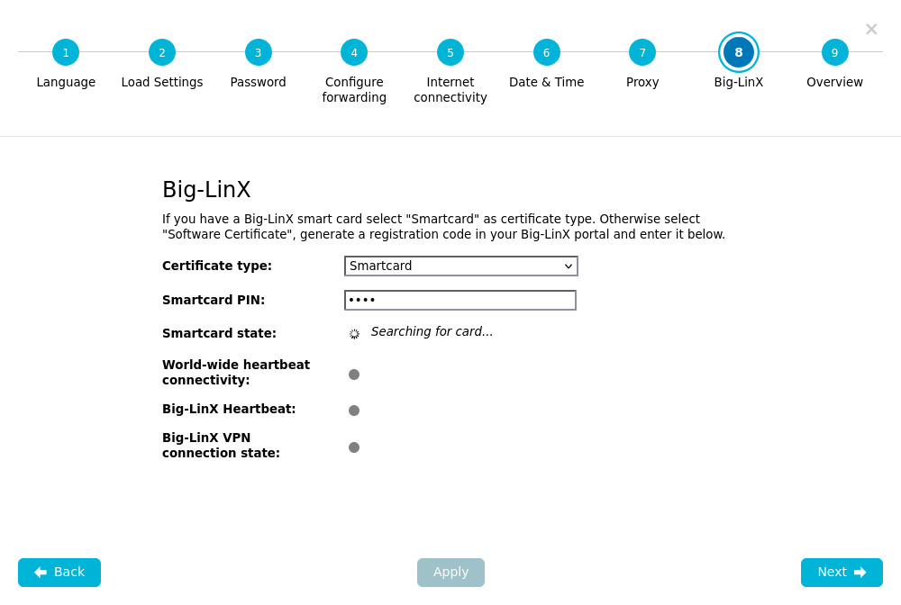 Konfigurations-Assistent — Schritt 8: Big-LinX