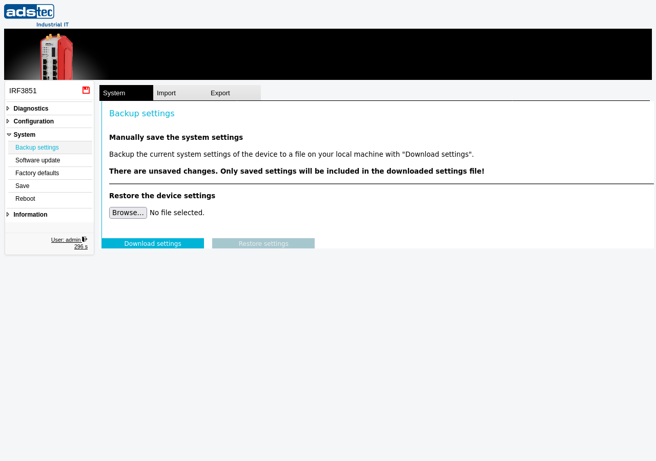 Backup settings